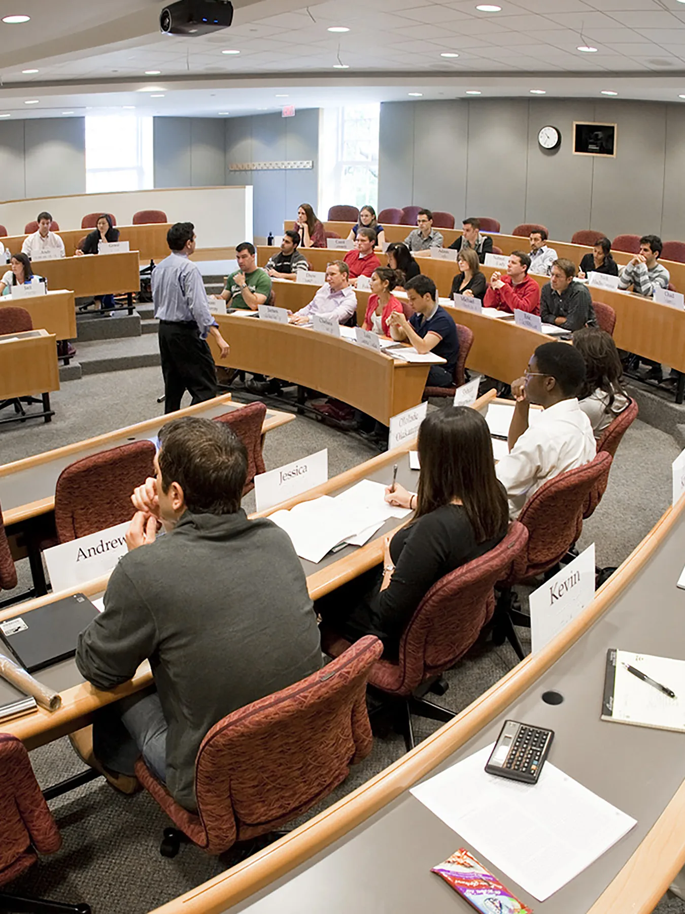 An MBA case discussion in a Hawes Hall classroom
