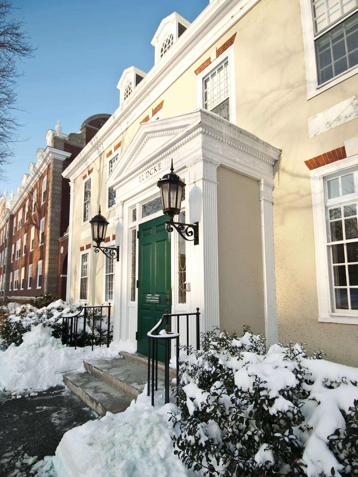 Ludcke House west entrance in winter