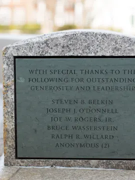 Class of 1971 Plaque - recognitions says "With special thanks to the following for outstanding generosity and leadership Steven B. Belkin, Joseph J. O'Donnell, Joe W. Rogers Jr., Bruce Wasserstein, Ralph R. Willard, Anonymous (2)