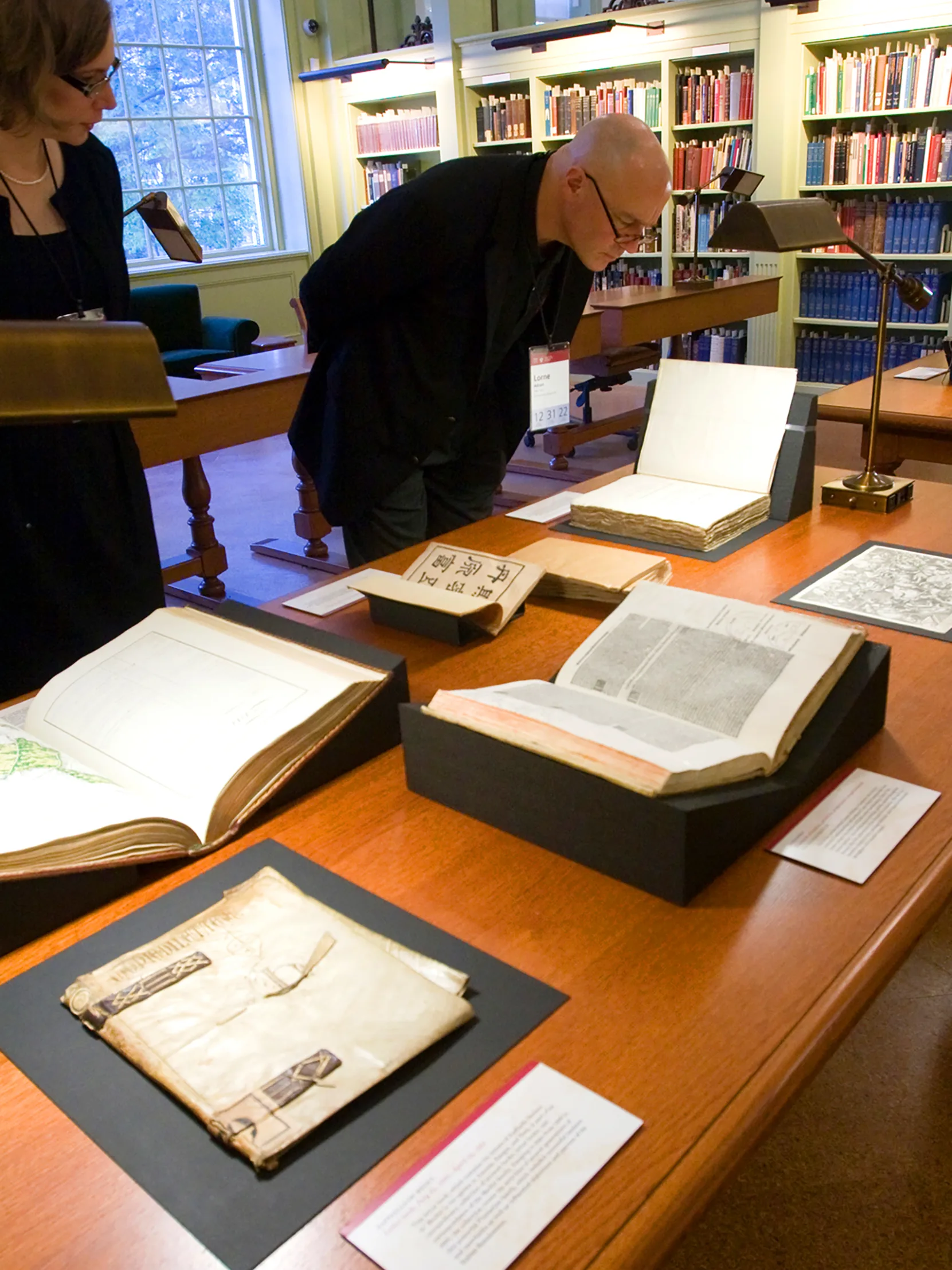 Researchers explore the Historical Collections in the de Gaspe Beaubien Reading Room in Baker Libary | Bloomberg Center.