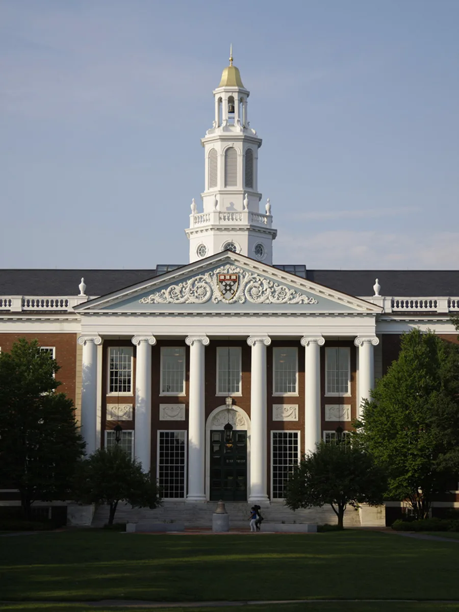 Baker Library front steps and lawn
