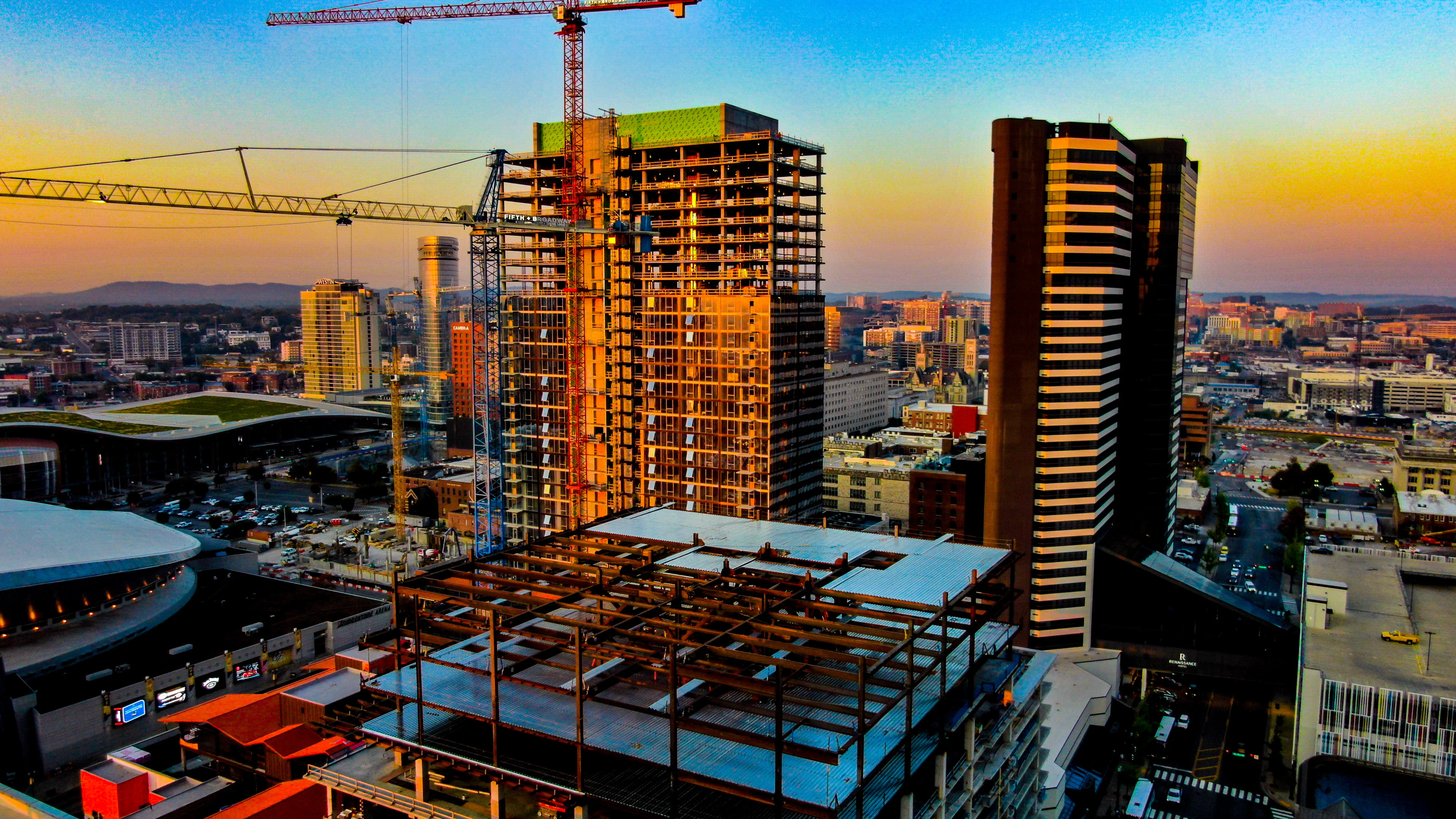 Nashville skyline undergoing construction.
