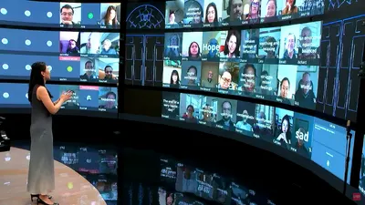 Professor teaching live online classroom