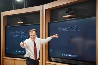 Professor teaching live online classroom