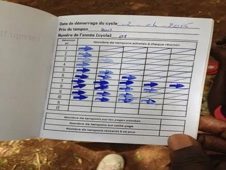 Notebook tracking contributions to the communal savings fund