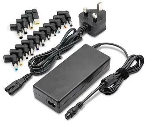 A black AC Adapter computer charger.