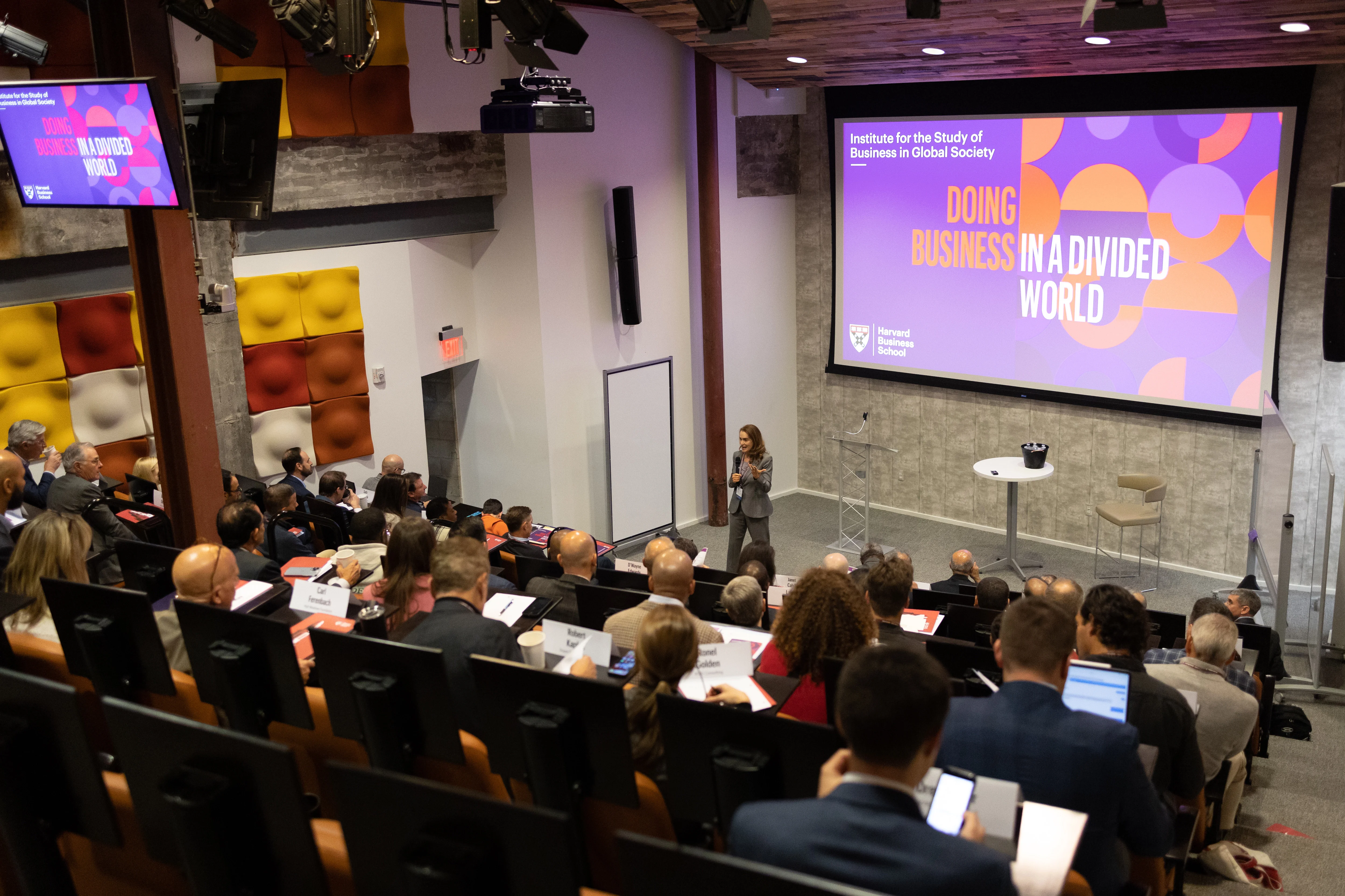 Debora Spar speaking at the Detroit Leadership Roundtable