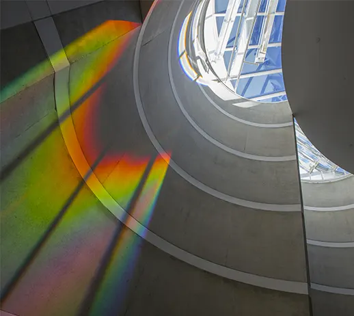 Class of 1959 Chapel interior with light coming through the ceiling windows