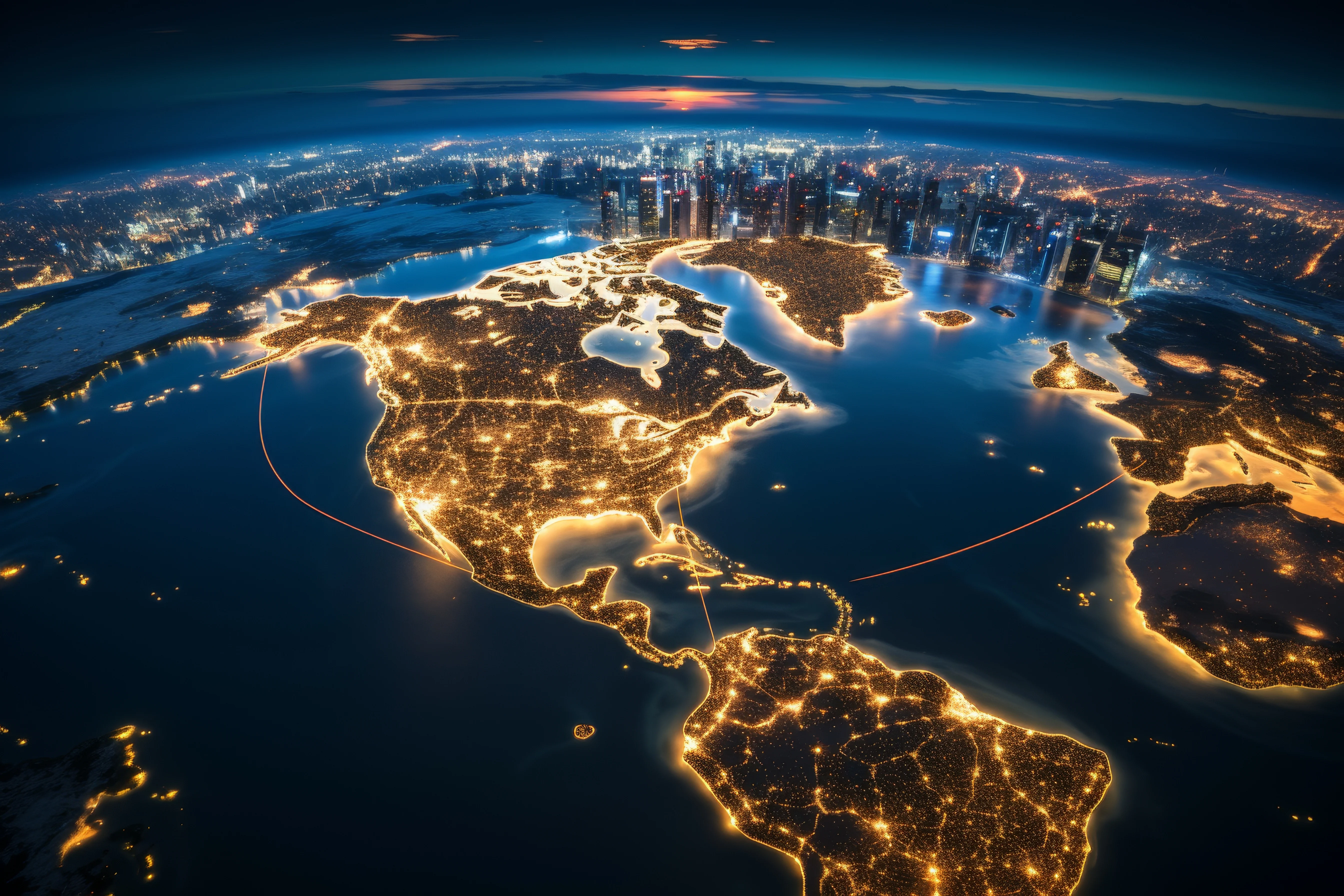 North America with transmission lines
