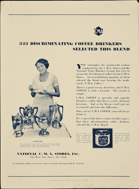 Advertisement for National C.M.A. Stores, Inc., ca. 1931