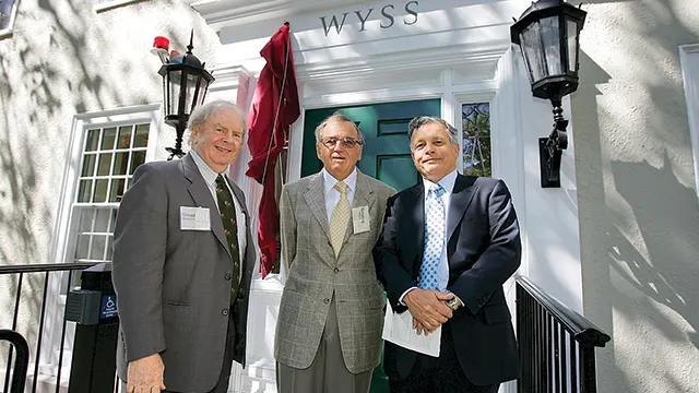 Professor Emeritus Howard H. Stevenson, Hansjörg Wyss (MBA 1965) Dean Jay O. Light