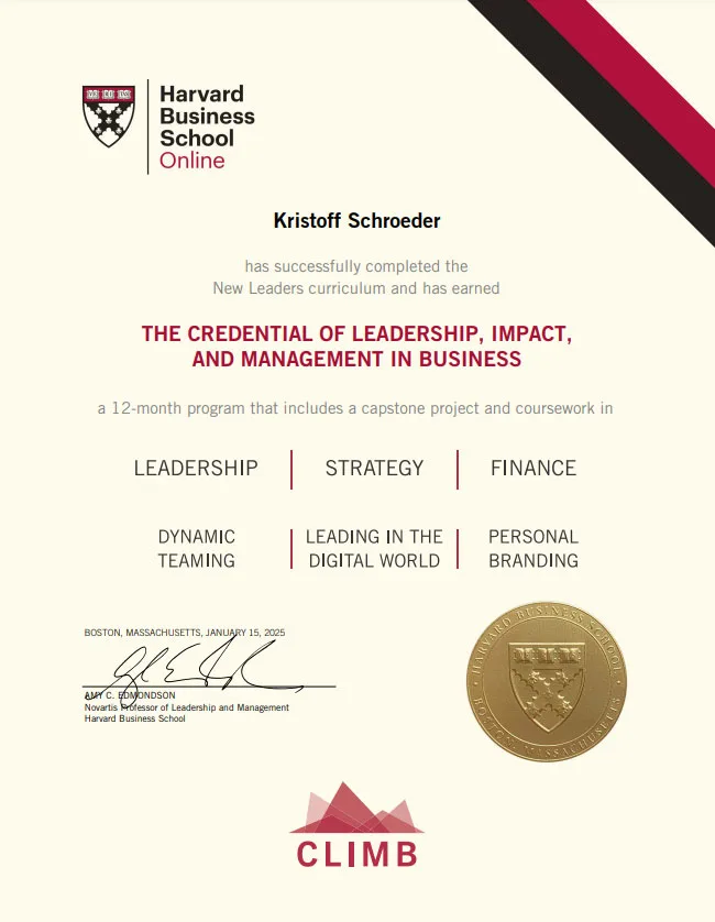Credential of Leadership, Impact, and Management in Business (CLIMB)