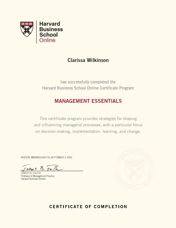 Certificate of Completion