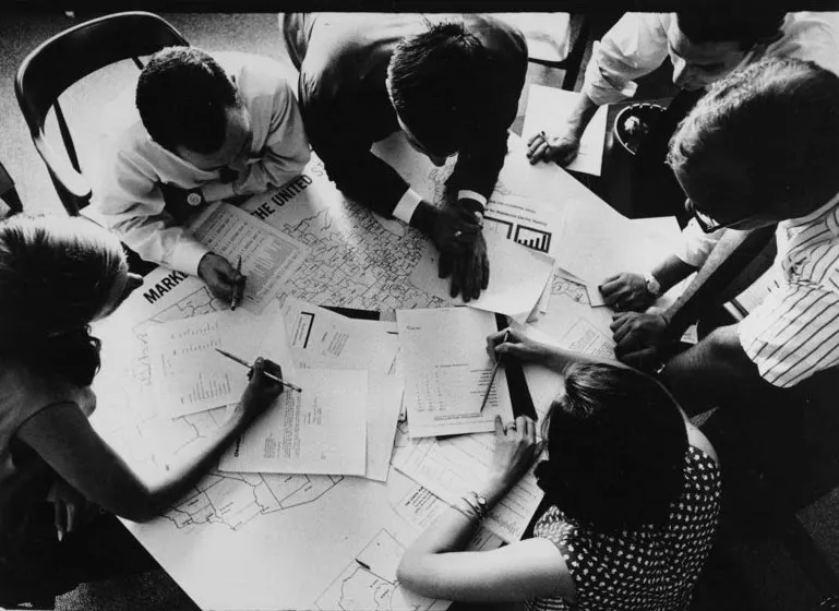 Group of MBA students studying, ca. 1965