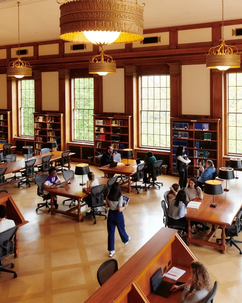 People gathered in library reading room