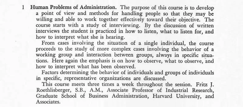 Human Problems of Administration course description, 1946-1947