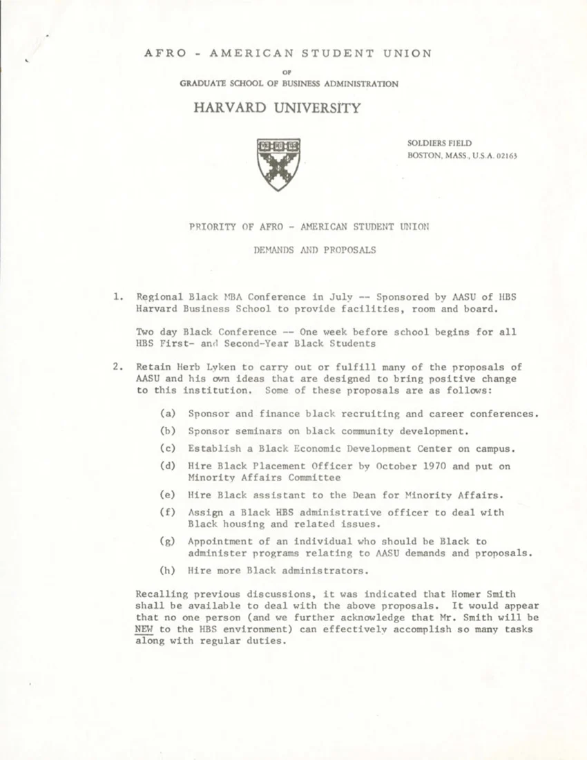 Demands and proposals of AASU, 1969