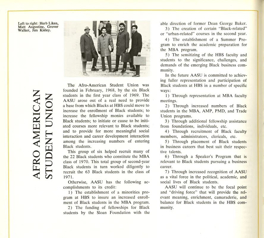 AASU leaders Herb Liken, Matt Augustine (MBA 1971), Grover Walker (MBA 1971), Jim Kieley