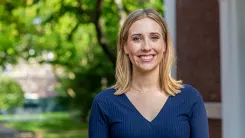 Liz Plooster, member of the Class of 2023, is photographed for their student profile featured on the MBA Admissions website.