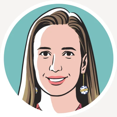 Illustrated portrait of Ana Azpúrua, a data visualizations editor at Harvard Business School's Working Knowledge online publication