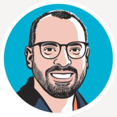 Illustrated portrait of Dimitri Siavelis, the product manager of Harvard Business School's Working Knowledge online publication