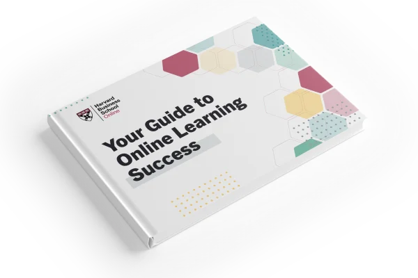 Cover of a guide titled “Your Guide to Online Learning Success” with colorful hexagon designs.
