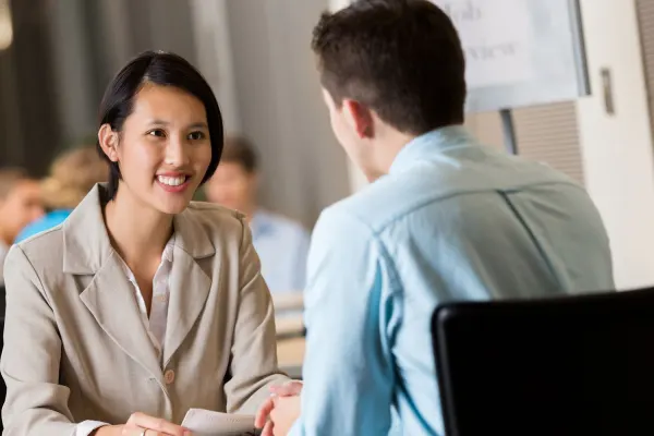 Woman interviews for job