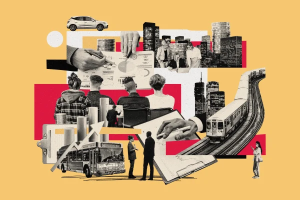 A collage showing images representing economic inclusion.
