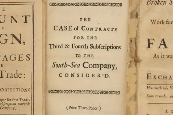 Title pages of three South Sea Bubble items