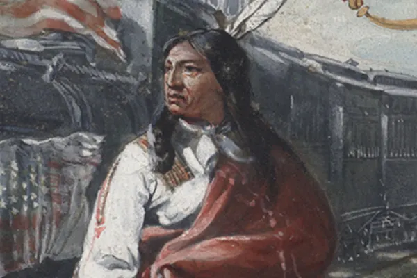 Painting of male Native American in profile