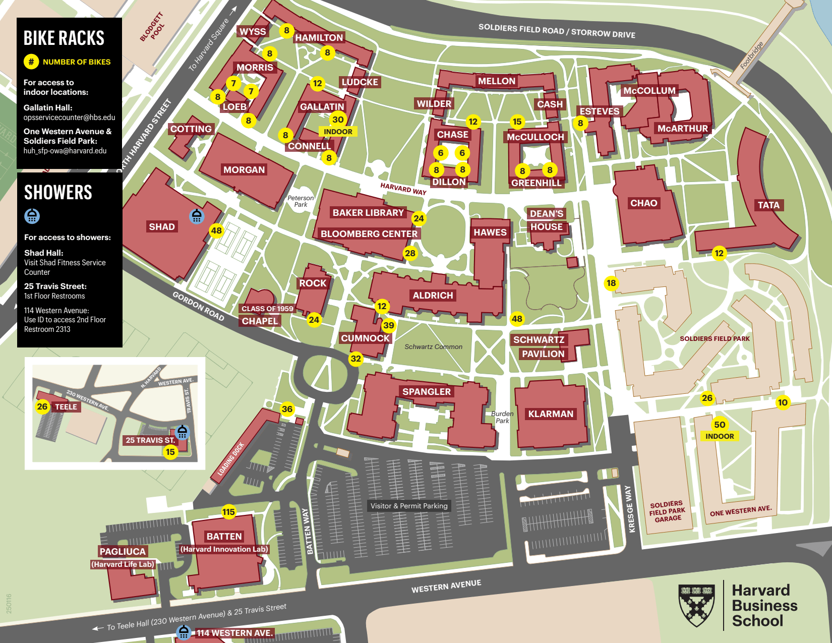 Bike map of Harvard Business School Campus