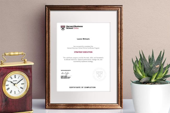 Strategy Execution Certificate of Completion from HBS Online