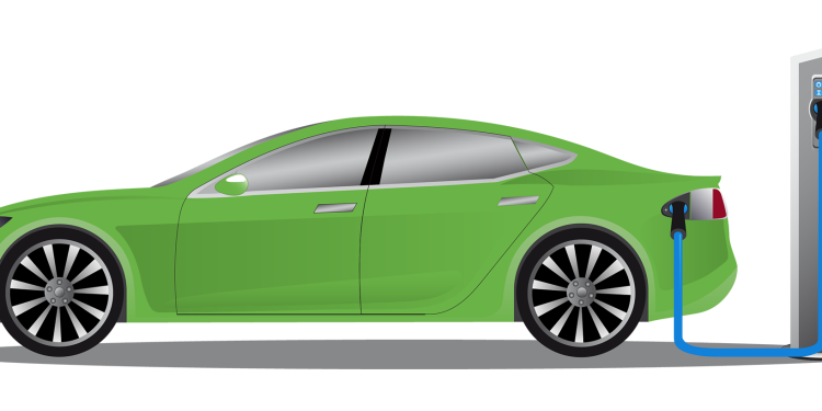 Green Tesla car