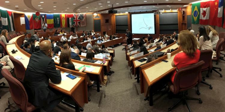 Image of HBS Classroom looking at a projected screen