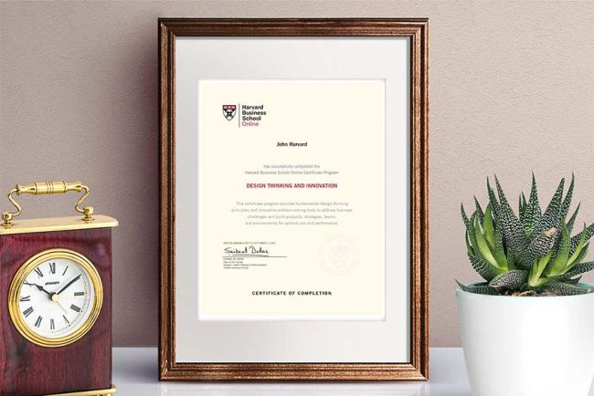 Certificate of Completion from Harvard Online