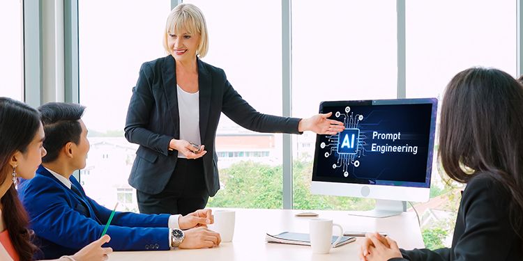 A corporate team learning how to use AI tools.