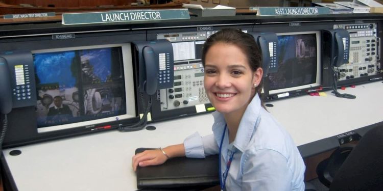 Carolina Ragolta sitting at NASA headquarters