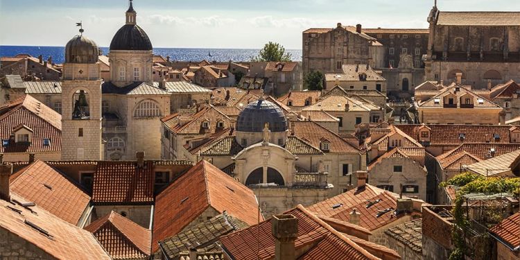 Old Town Dubrovnik rooftops view from City Walls