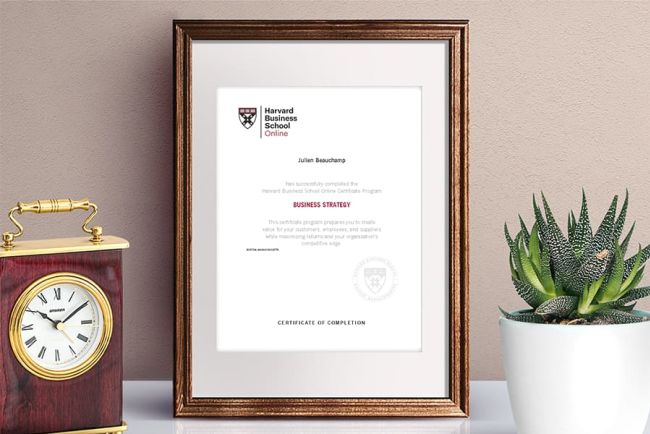 Business Strategy Certificate of Completion from HBS Online