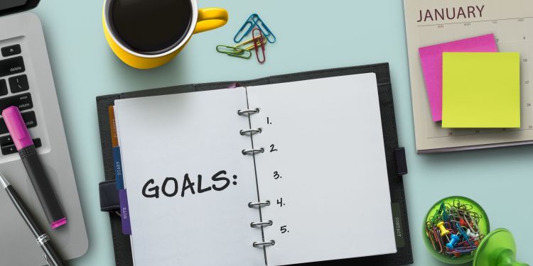 Notebook with "goals" written inside