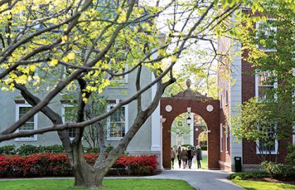 Marketing and Sales topic image; HBS campus early Spring
