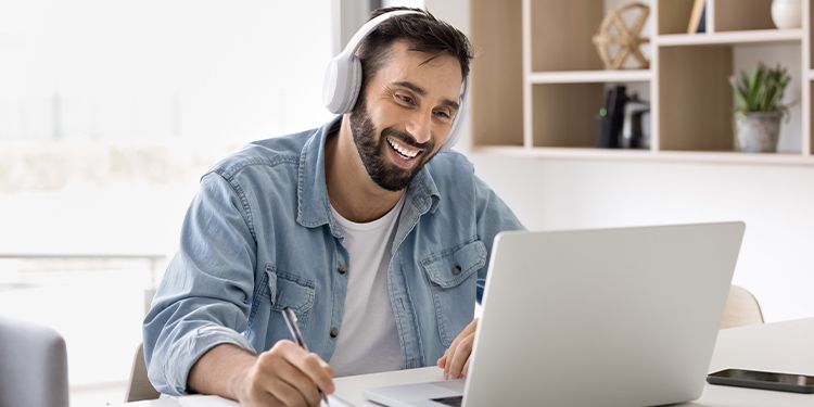 Technology professional taking an online course.